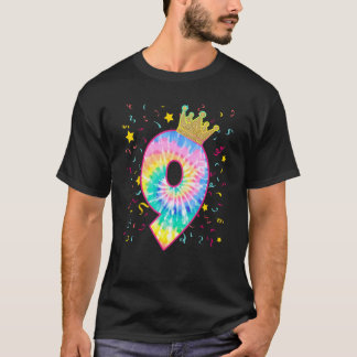 Farbenfrohe Gefärbte Krawatte Nummer 9 Jahre Alte  T-Shirt