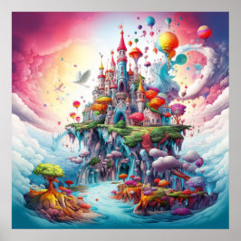 Farbenfrohe, geheimnisvolle Natur Fantasy Land Poster