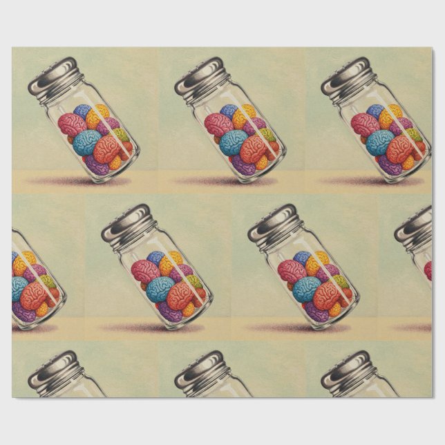 Farbenfrohe Gehirnbedingungen lang Geschenkpapier (Flach)