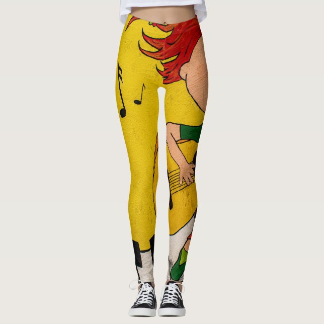farbenfrohe gelbe Livemusik Leggings (Vorderseite)