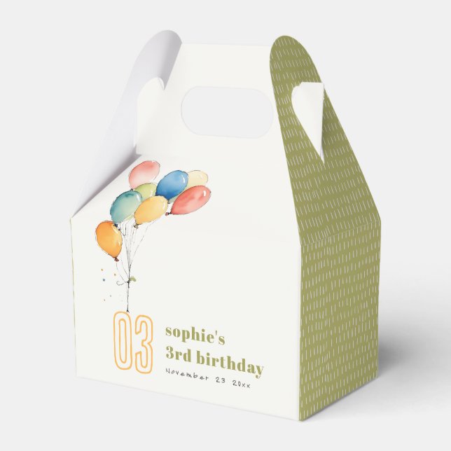 Farbenfrohe gelbe Rot-Grün-Balloons Kindergeburtst Geschenkschachtel (Vorderseite)
