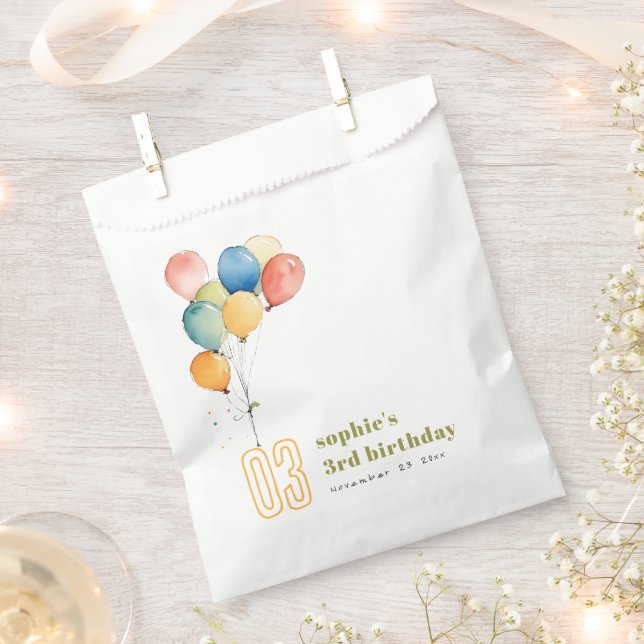Farbenfrohe gelbe Rot-Grün-Balloons Kindergeburtst Geschenktütchen (Ausgeschnitten)