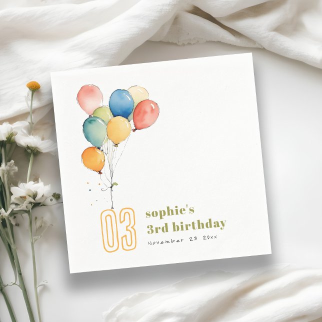 Farbenfrohe gelbe Rot-Grün-Balloons Kindergeburtst Serviette (Von Creator hochgeladen)