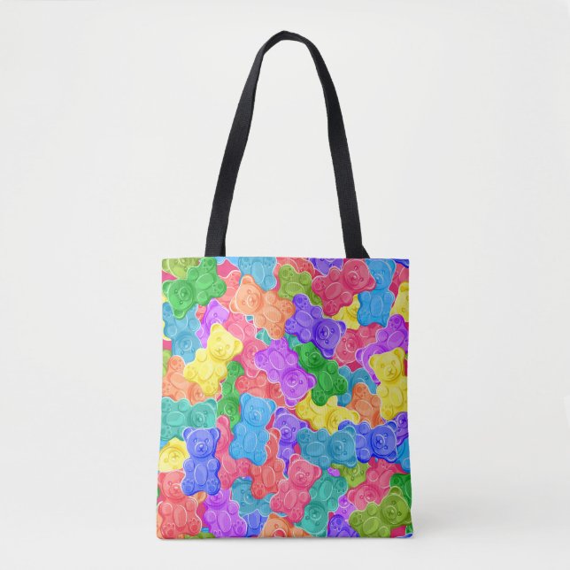 Farbenfrohe Geleebären, gummige Bonbons. Seamles Tasche (Vorderseite)