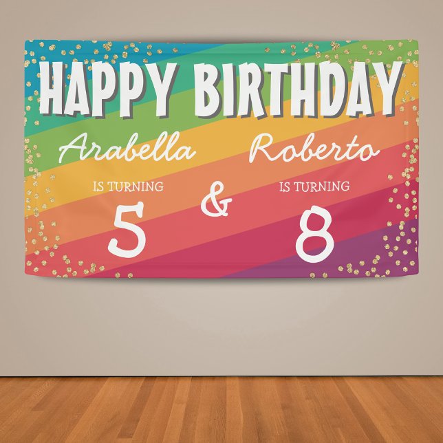 Farbenfrohe gemeinsame Twin Birthday Party Banner (Von Creator hochgeladen)