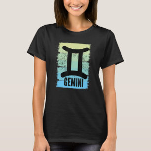 Farbenfrohe Gemini Jahreszeit Geburtstag Zodiac Re T-Shirt