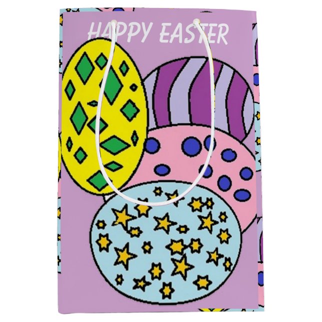 Farbenfrohe Gemusterte Eier Ostern Mittlere Geschenktüte (Vorderseite)