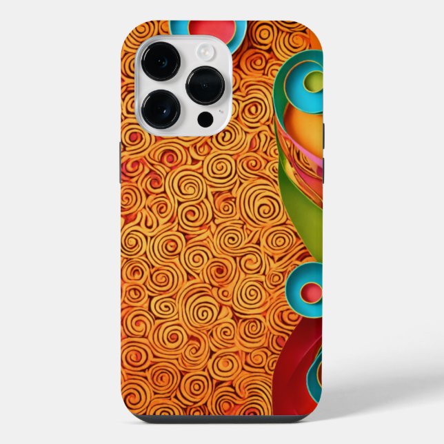 Farbenfrohe Gemusterte Eleganz iPhone 14 Pro Max Hülle (Rückseite)