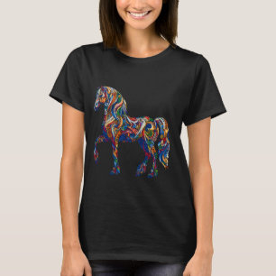Farbenfrohe gemusterte Pferde - eleganter Druck T-Shirt