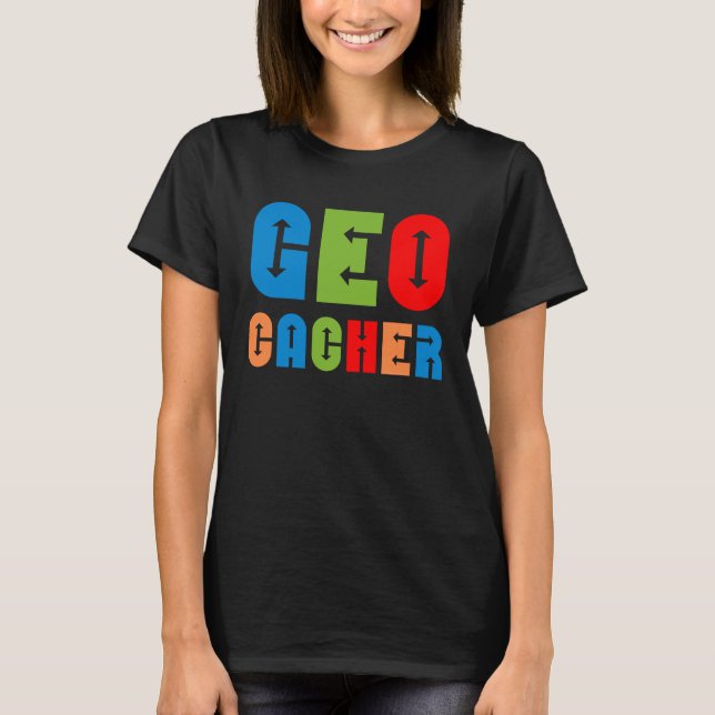 Farbenfrohe Geocacher Arrows T-Shirt (Vorderseite)