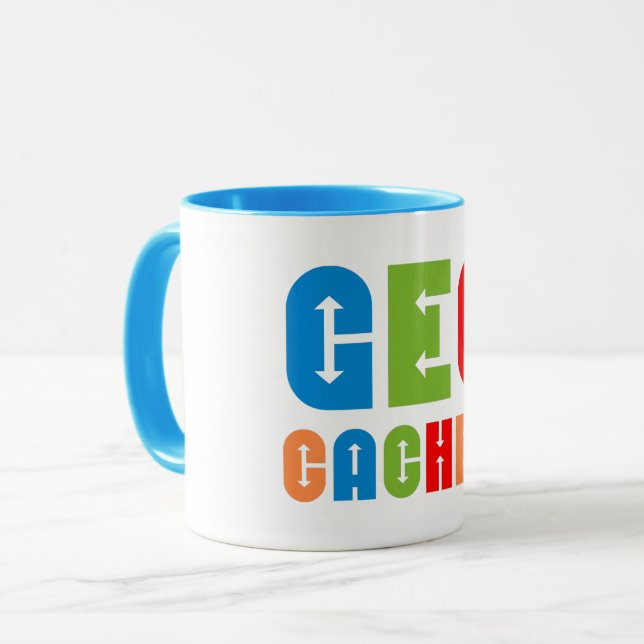 Farbenfrohe Geocacher Arrows Tasse (Vorderseite Links)