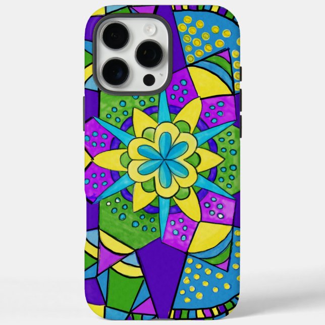 Farbenfrohe Geometrie iPhone 16 Pro Max Hülle (Rückseite)