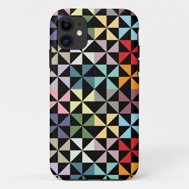 Farbenfrohe Geometrie Pinwheel Schwarz Case-Mate iPhone Hülle (Rückseite)
