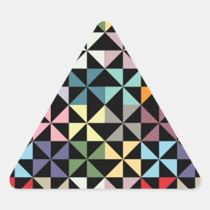 Farbenfrohe Geometrie Pinwheel Schwarz Dreieckiger Aufkleber
