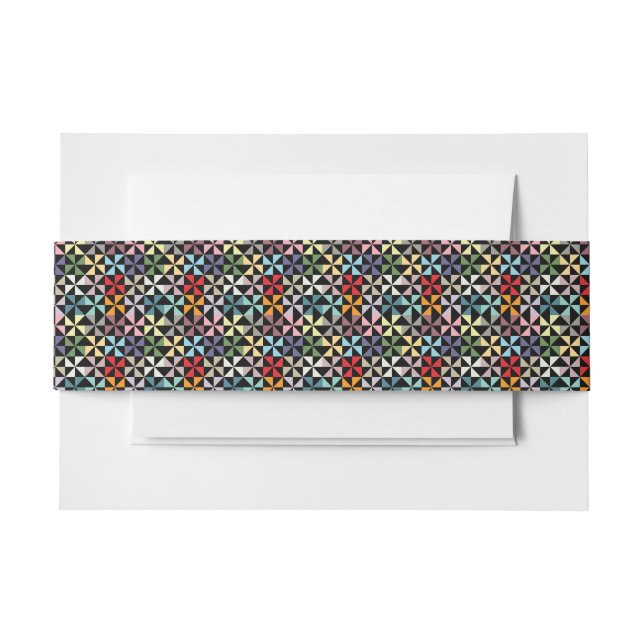 Farbenfrohe Geometrie Pinwheel Schwarz Einladungsbanderole (Vorderseite Beispiel)