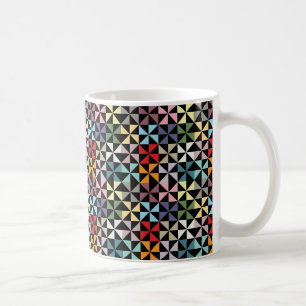 Farbenfrohe Geometrie Pinwheel Schwarz Kaffeetasse