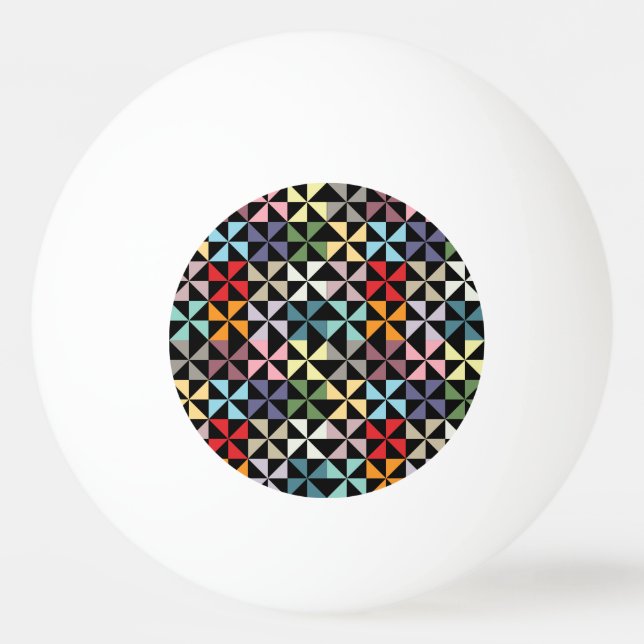 Farbenfrohe Geometrie Pinwheel Schwarz Tischtennisball (Vorderseite)