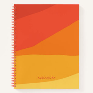 Farbenfrohe Geometrie Retro Sonniges Orange Streif Notizbuch