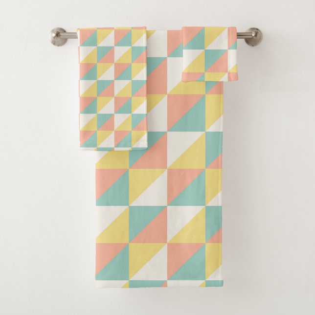 Farbenfrohe geometrische Abstrakte Dreieck Moderne Badhandtuch Set (Insitu)