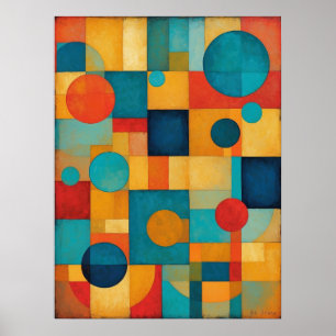Farbenfrohe geometrische abstrakte Formen modern Poster