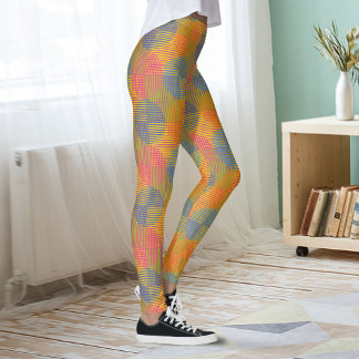 Farbenfrohe geometrische abstrakte Kreise auf Gelb Leggings