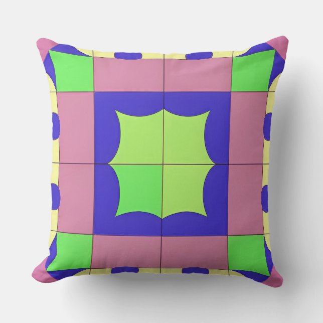 Farbenfrohe geometrische Abstrakte Kunst Kissen (Vorderseite)