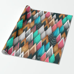 Farbenfrohe geometrische Bäume, Wald, Natur Geschenkpapier
