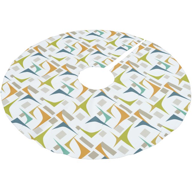 Farbenfrohe geometrische Bögen Mitte des Jahrhunde Polyester Weihnachtsbaumdecke (Schrägansicht)