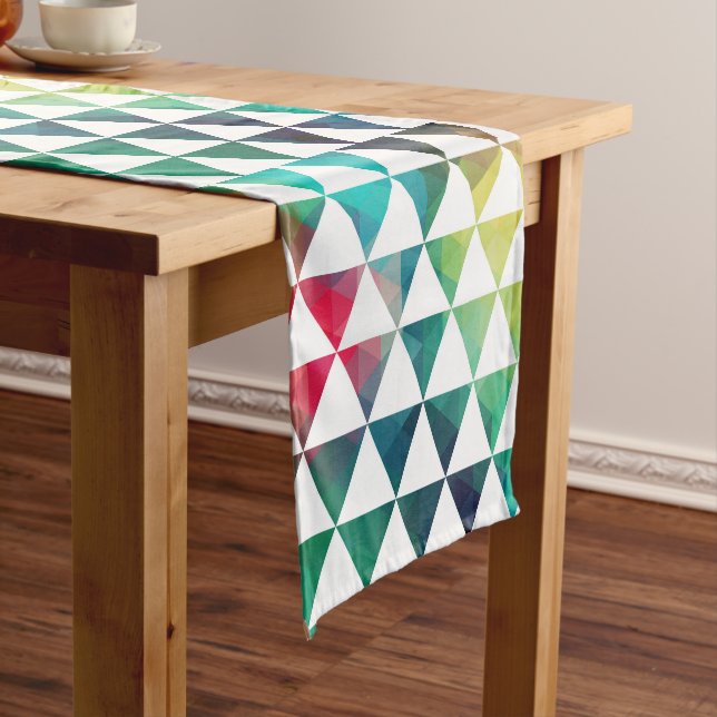 Farbenfrohe geometrische Dreiecke Modernes Muster Kurzer Tischläufer (Beispiel)