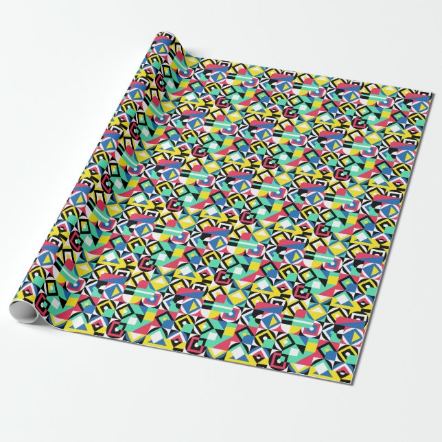 Farbenfrohe geometrische Formen Dekorative Ornamen Geschenkpapier (Ungerollt)