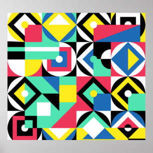 Farbenfrohe geometrische Formen Dekorative Ornamen Poster