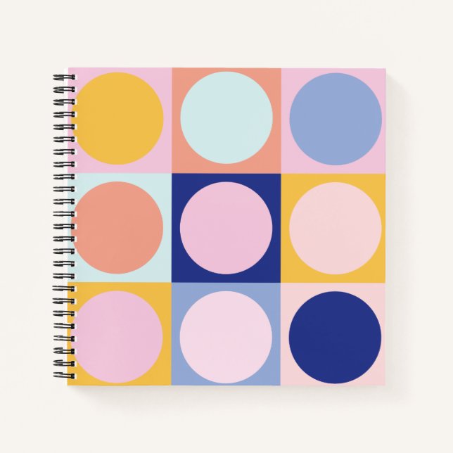 Farbenfrohe geometrische Formen Muster Rosa Gelb Notizbuch (Vorderseite)