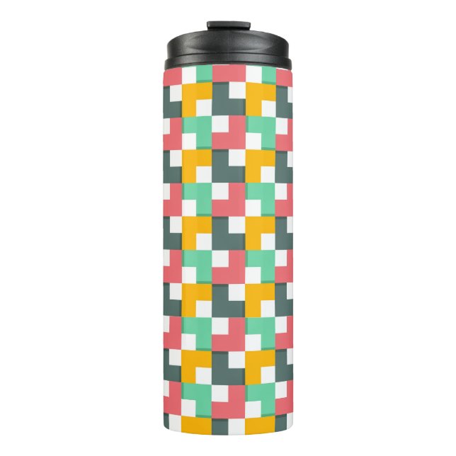 Farbenfrohe geometrische Formen Muster | Thermosbecher (Vorderseite)