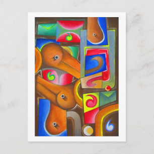 Farbenfrohe geometrische Formen von Hassan Wahba Postkarte