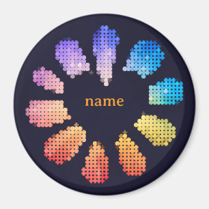 Farbenfrohe geometrische herzförmige Blume Magnet