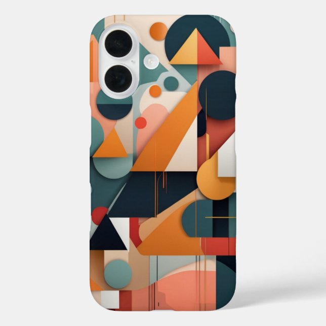 Farbenfrohe geometrische Linien iPhone 16 Hülle (Rückseite)