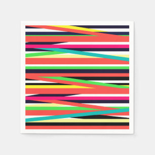 Farbenfrohe geometrische Linien Streifen Multi Serviette