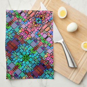 Farbenfrohe geometrische Mosaikdecke Geschirrtuch