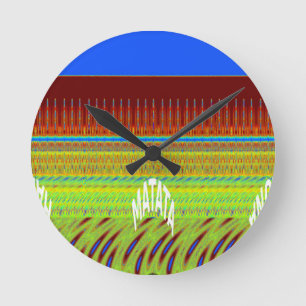 Farbenfrohe geometrische Motive Kunstdrucken Runde Wanduhr