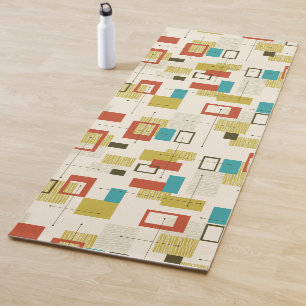 Farbenfrohe geometrische Muster aus dem Mittelalte Yogamatte