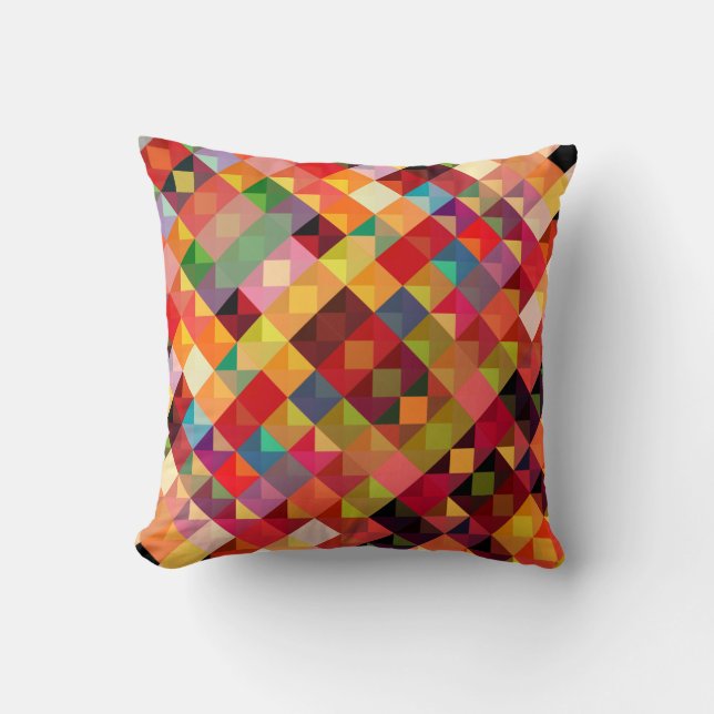 Farbenfrohe geometrische Muster Kunst Kissen (Vorderseite)