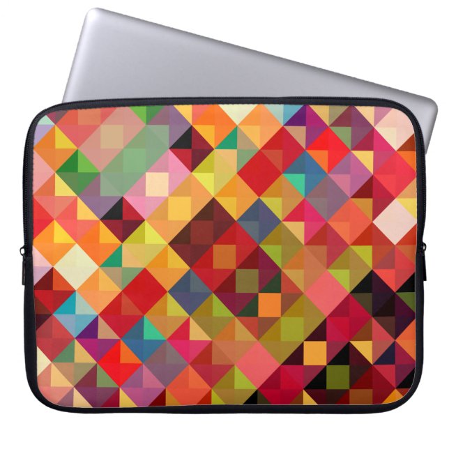 Farbenfrohe geometrische Muster Kunst Laptopschutzhülle (Vorderseite)
