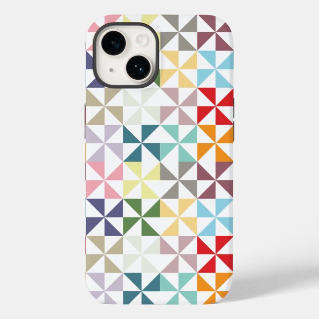 Farbenfrohe geometrische Pinwheel Case-Mate iPhone 14 Hülle (Rückseite)