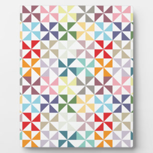 Farbenfrohe geometrische Pinwheel Fotoplatte