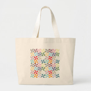 Farbenfrohe geometrische Pinwheel Jumbo Stoffbeutel