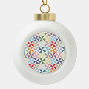 Farbenfrohe geometrische Pinwheel Keramik Kugel-Ornament