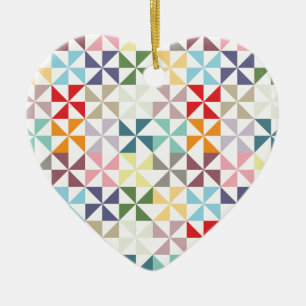 Farbenfrohe geometrische Pinwheel Keramik Ornament