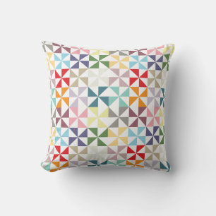 Farbenfrohe geometrische Pinwheel Kissen