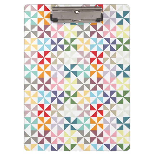 Farbenfrohe geometrische Pinwheel Klemmbrett (Vorderseite)