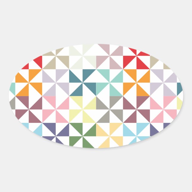 Farbenfrohe geometrische Pinwheel Ovaler Aufkleber (Vorderseite)